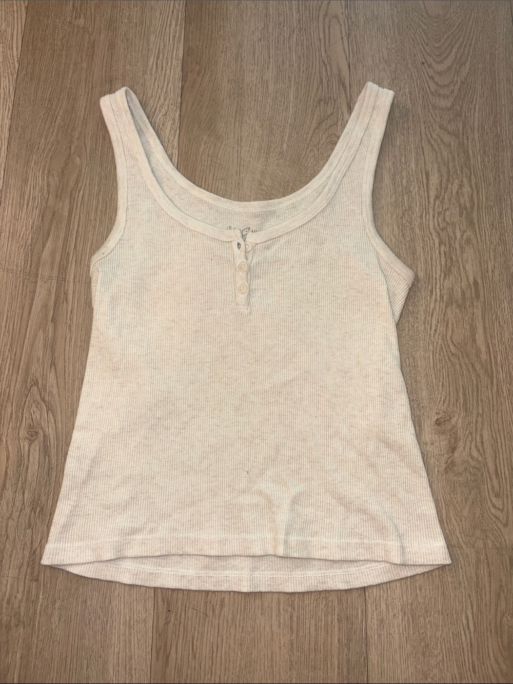 Brandy Melville Cream Ribbed Henley Tank